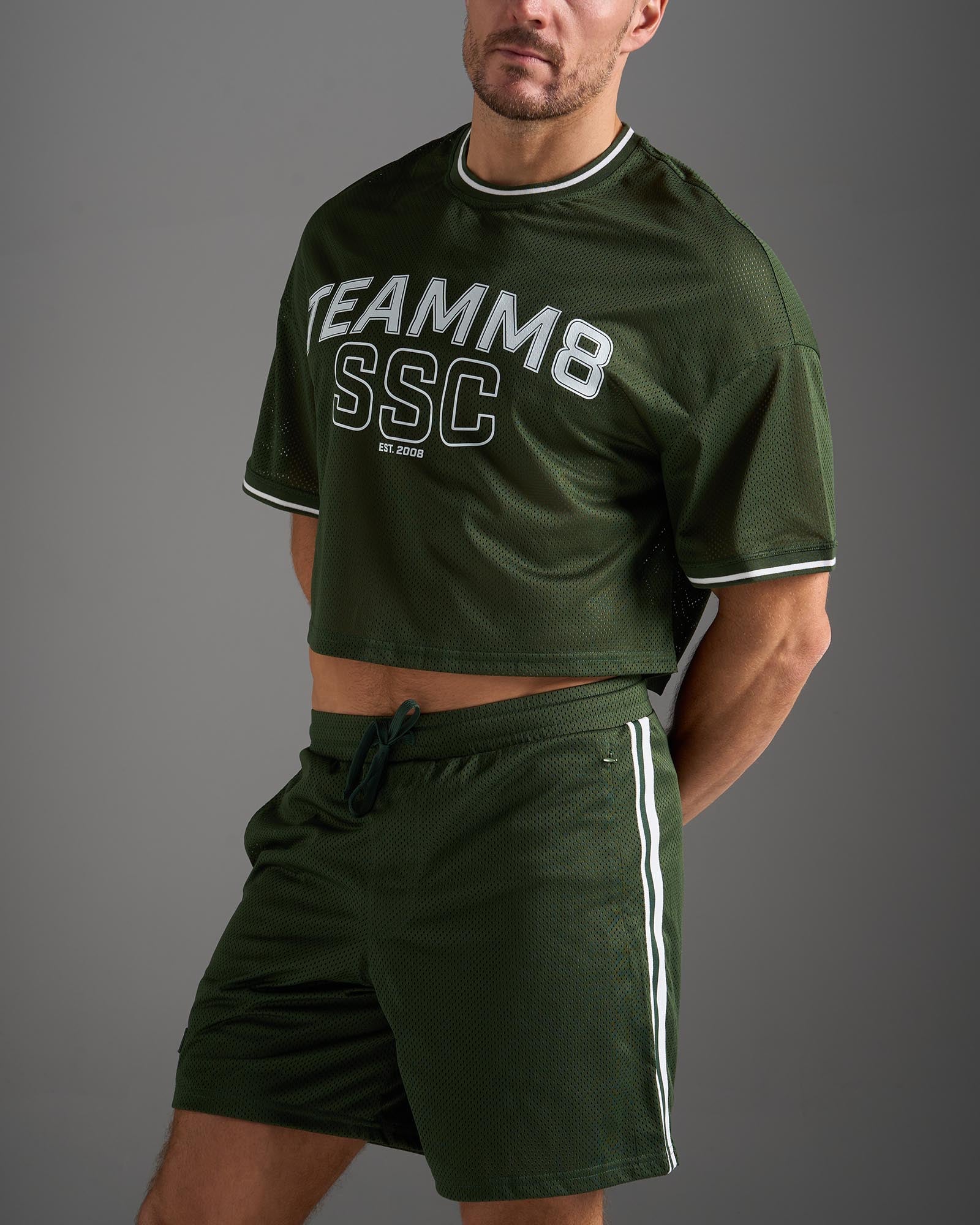 S.S.C. Fraternity Drop Sleeve Crop Tee - Forest Green