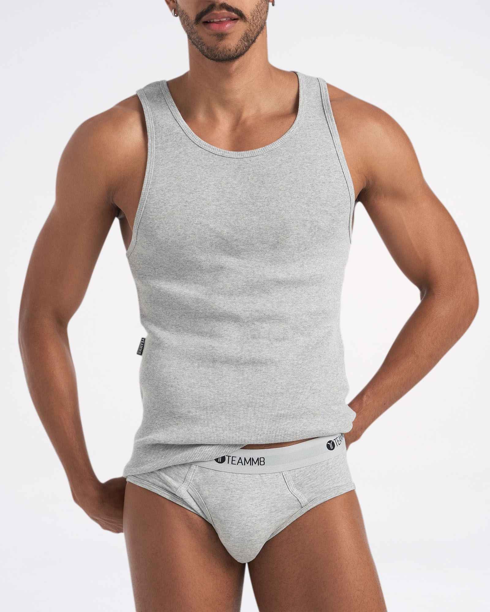 Cotton Rib Tank - Mid Grey Marle