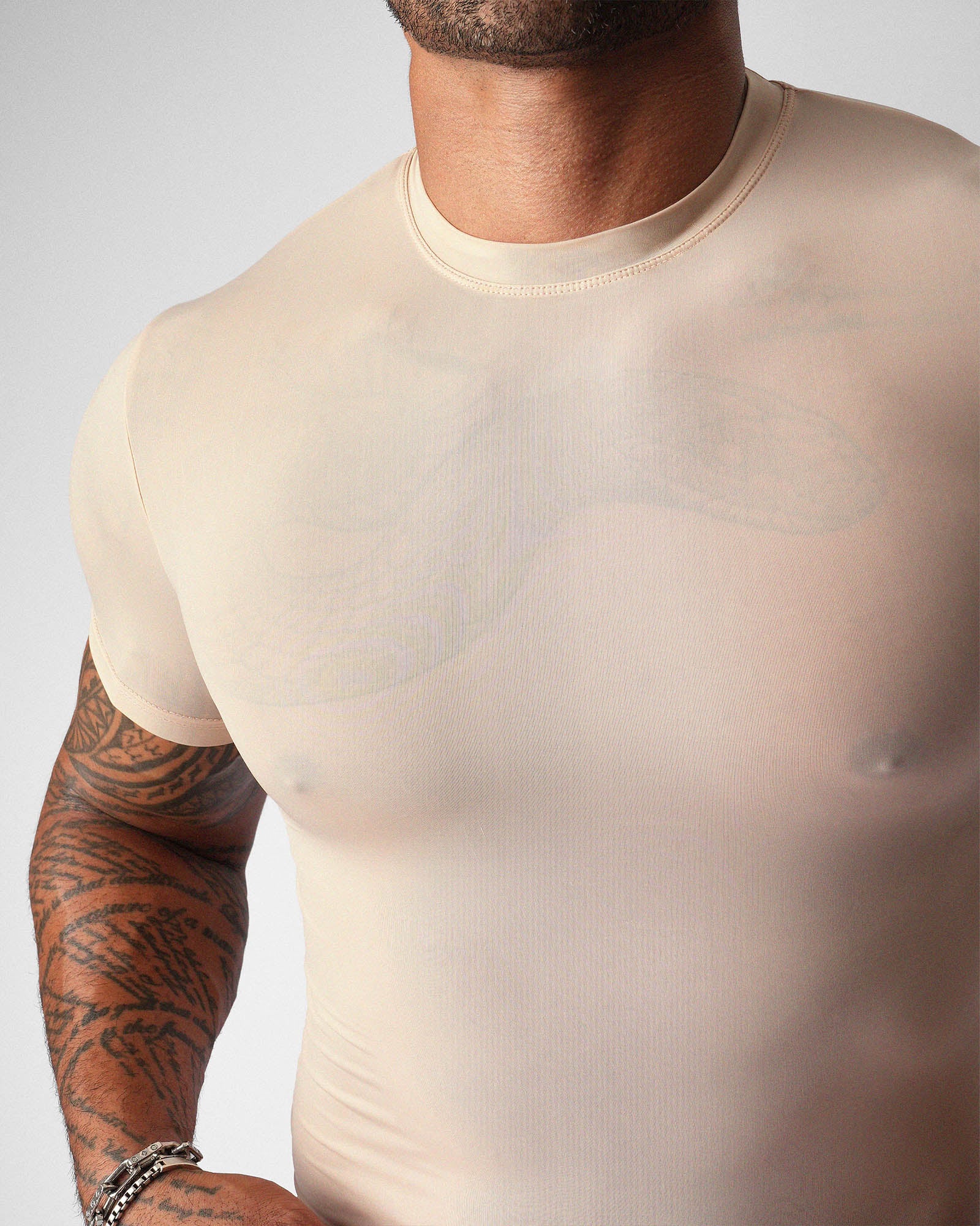 Allure Sheer Cropped Tee - Husk