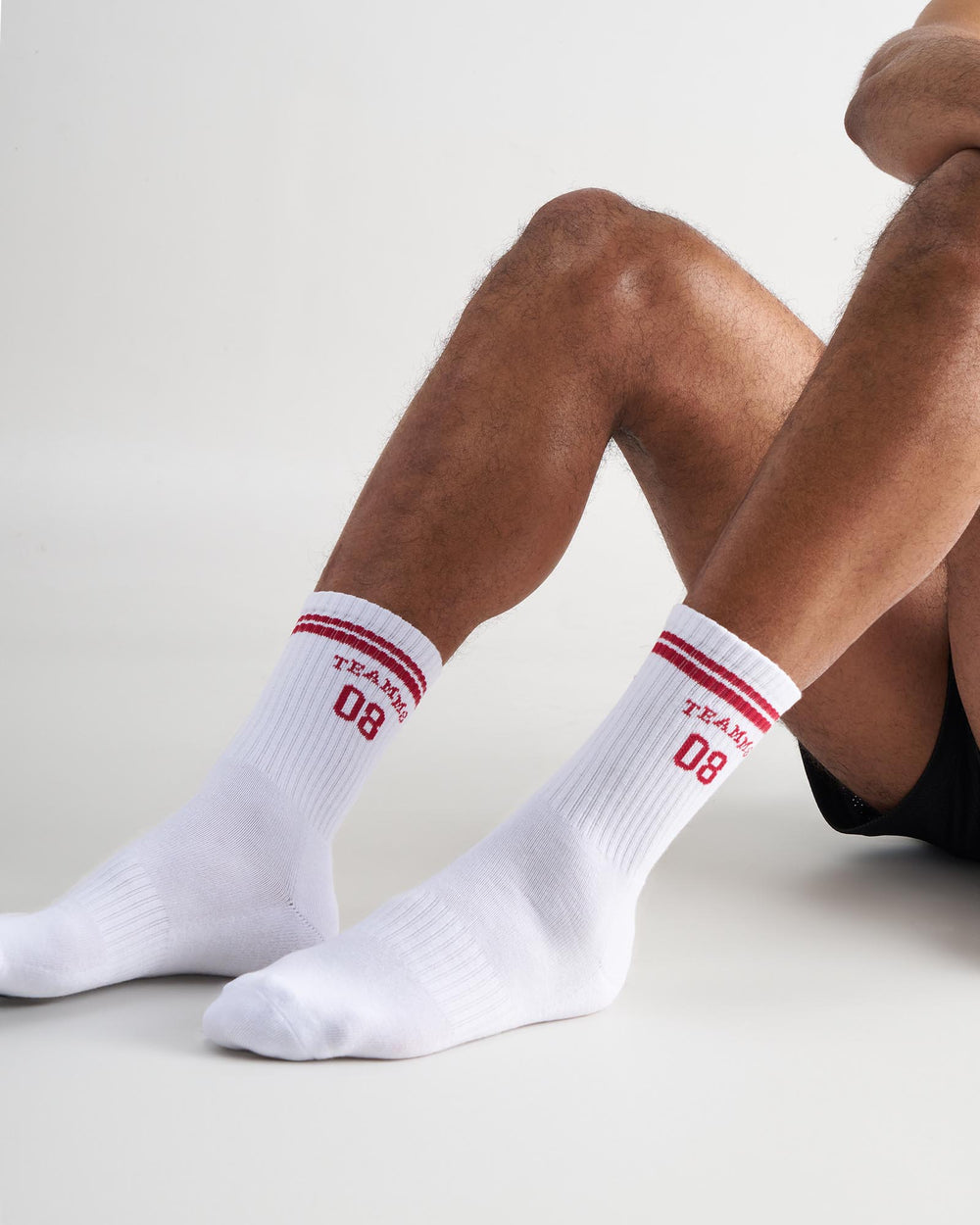 Est. 08 Crew Socks - White|Red
