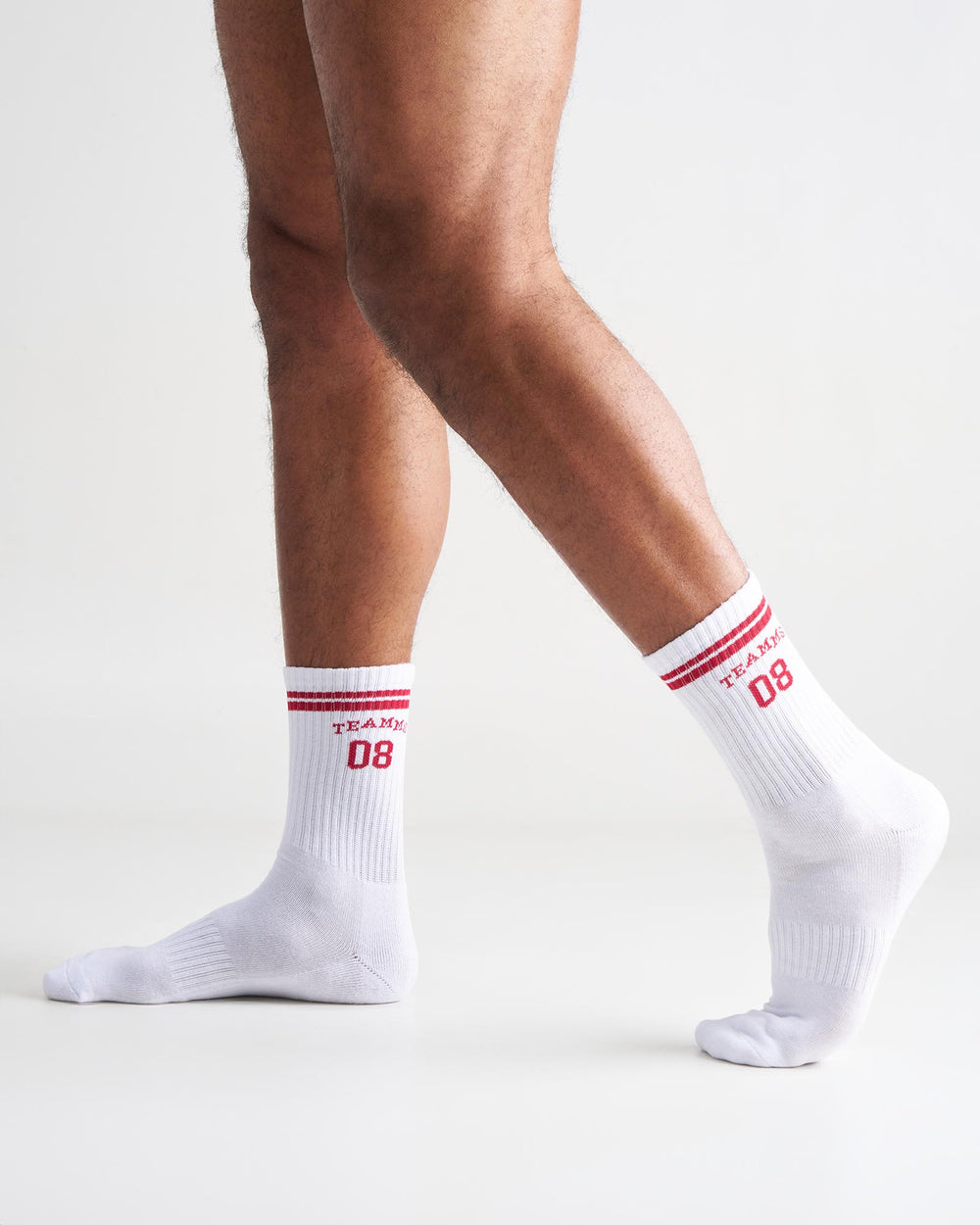 Est. 08 Crew Socks - White|Red