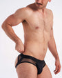 Score Sheer Wide Cut Jockstrap - Black