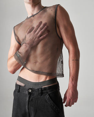 Edge Net Muscle Tank - Gunmetal